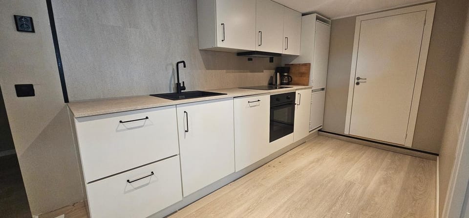Kitchen or kitchenette, dishwasher, oven, stove