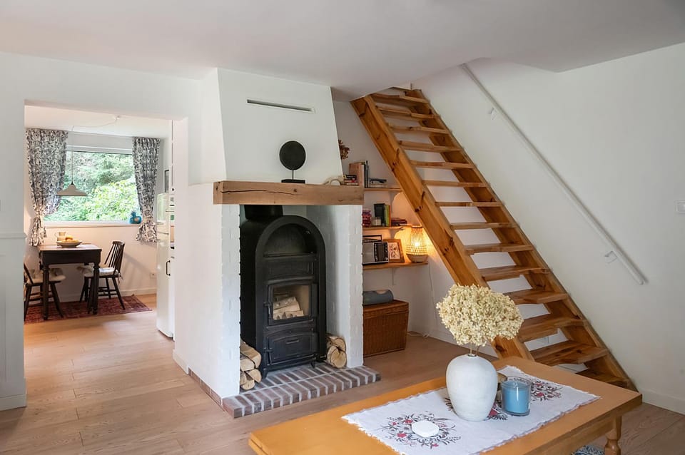 Living room, Seating area, fireplace, flat iron