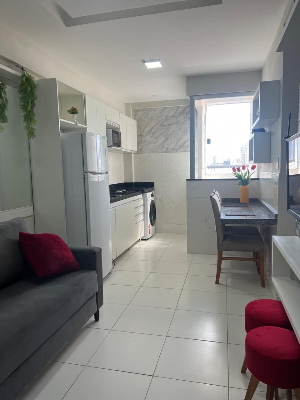 Kitchen or kitchenette, Living room, Seating area
