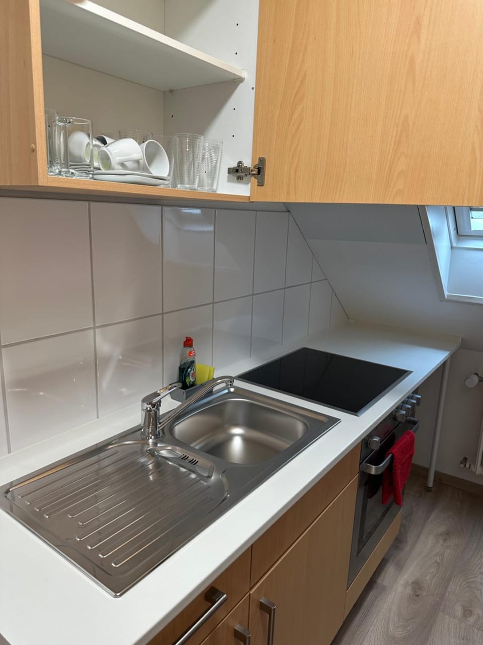 Kitchen or kitchenette, stove