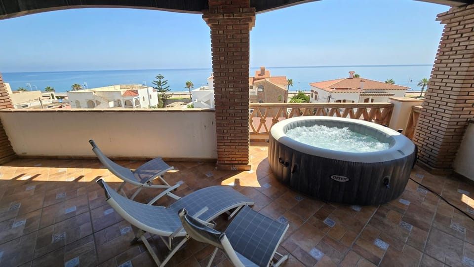 Patio, Natural landscape, Hot Tub, View (from property/room), Balcony/Terrace, Sea view