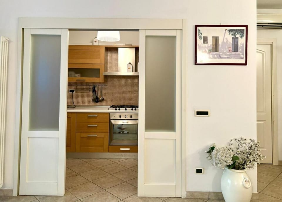 Kitchen or kitchenette, stove