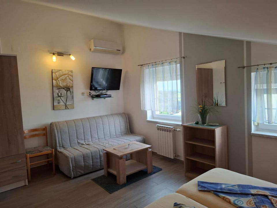Bed, TV and multimedia, Seating area, Bedroom, air conditioner