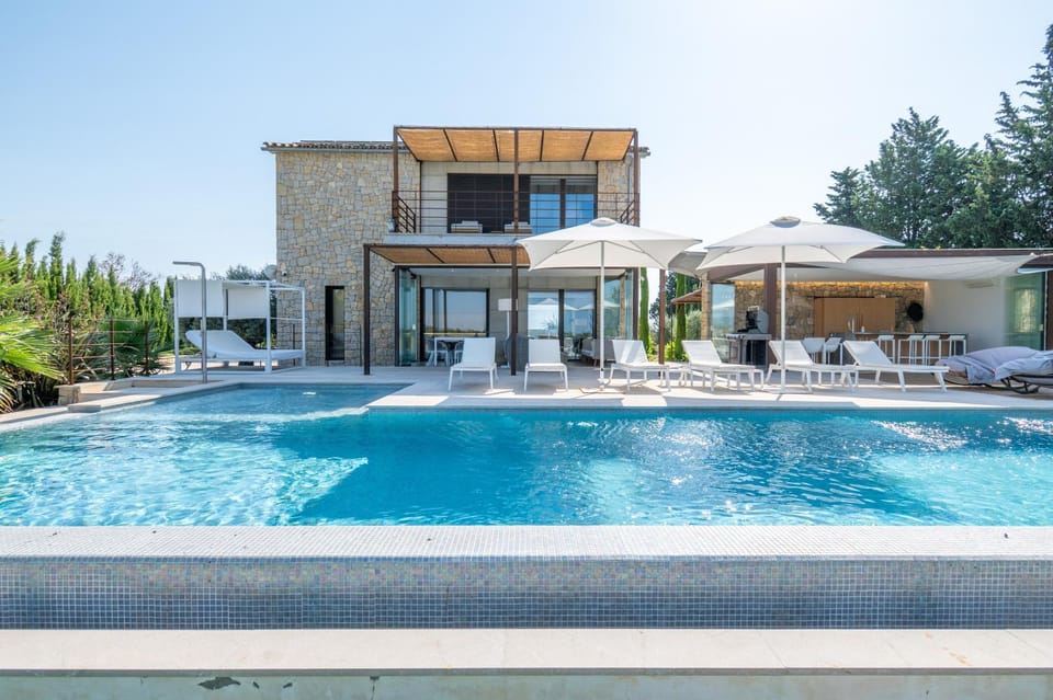 Property building, Living room, Swimming pool