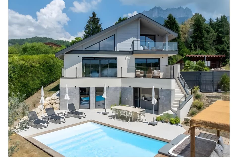 Property building, Living room, Swimming pool