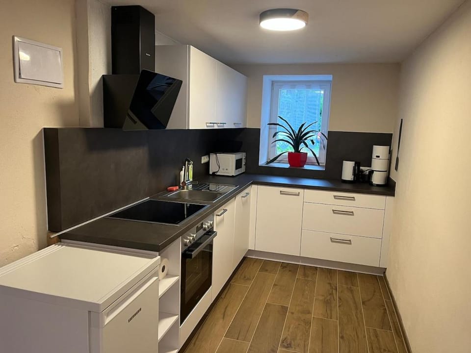 Kitchen or kitchenette, dishwasher, oven, stove
