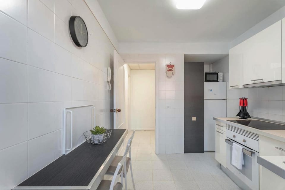 Kitchen or kitchenette, stove