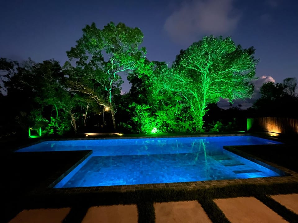 Night, Pool view, Swimming pool