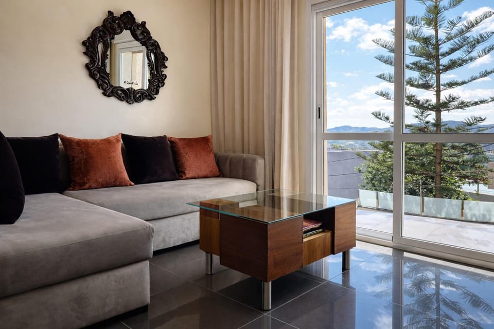 Living room, Seating area, Mountain view