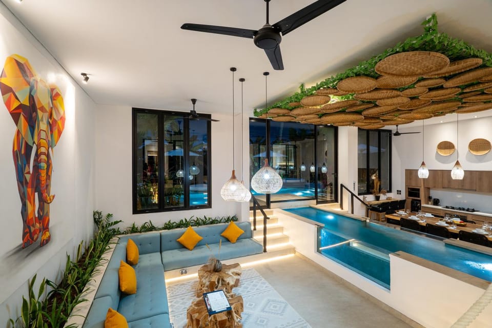 Living room, Seating area, Pool view, Swimming pool