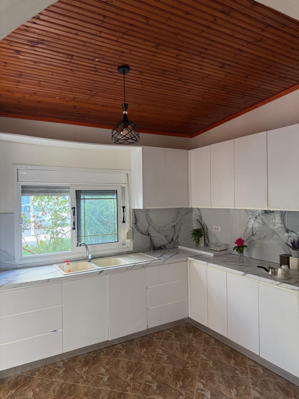 Kitchen or kitchenette, stove