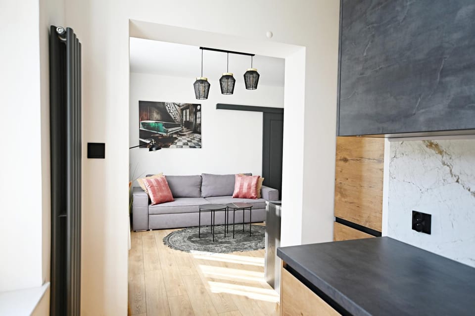 Kitchen or kitchenette, Living room, Seating area