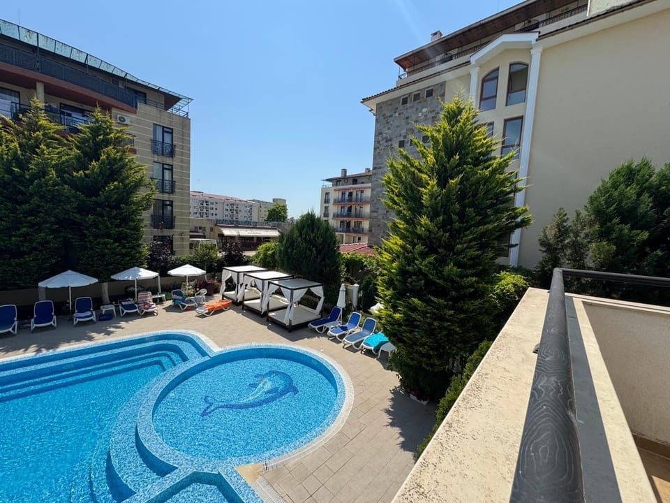 Patio, Pool view