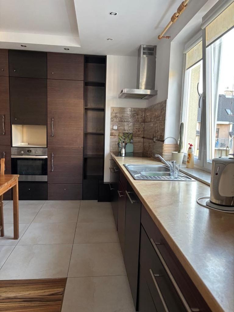 Kitchen or kitchenette, stove