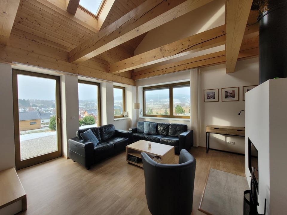 Living room, Seating area, Mountain view