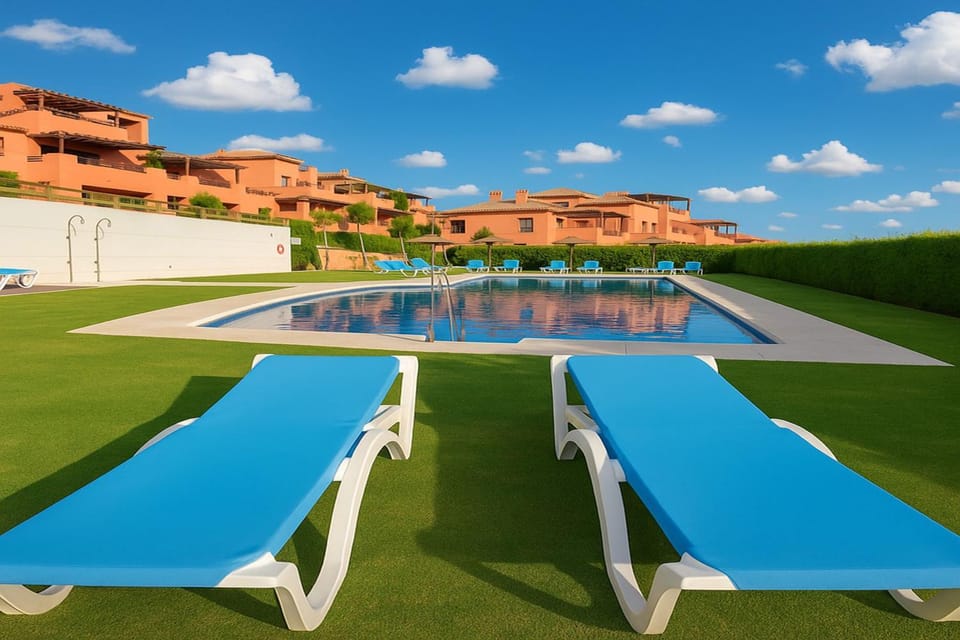 Swimming pool, sunbed