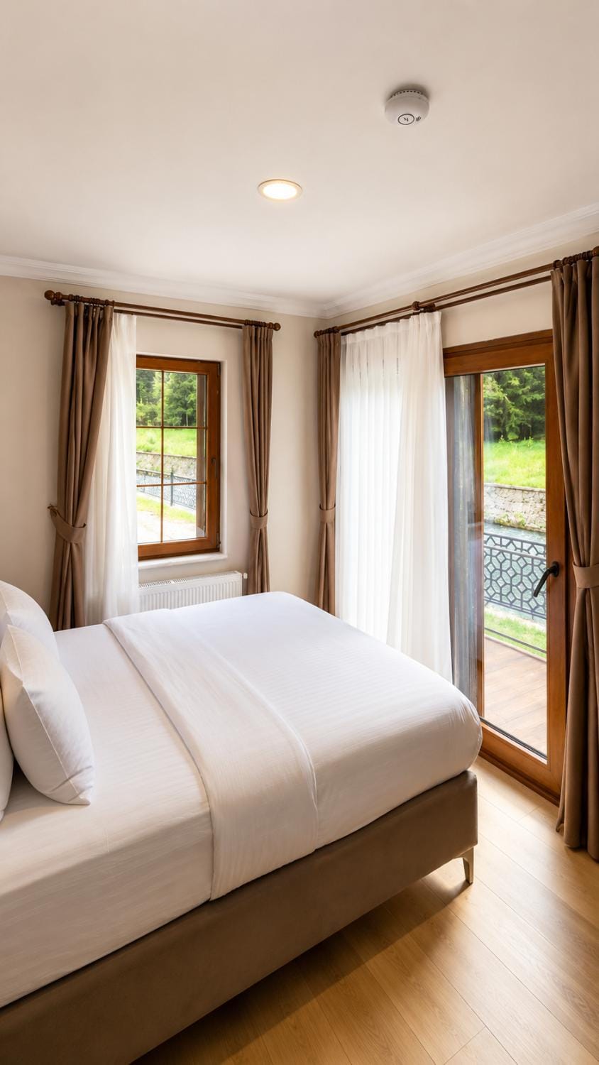 Bed, Natural landscape, Photo of the whole room, Bedroom