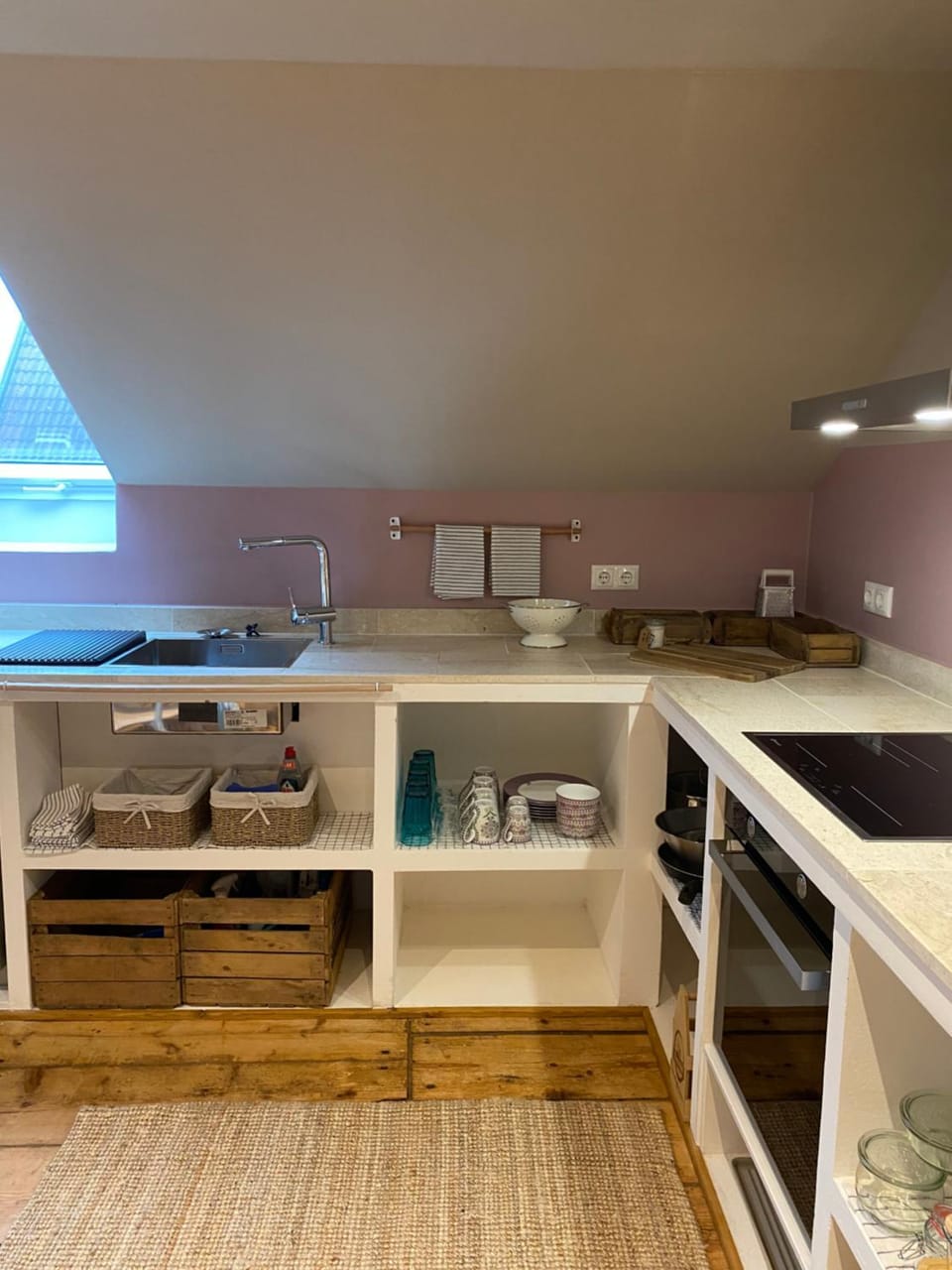 Kitchen or kitchenette, stove