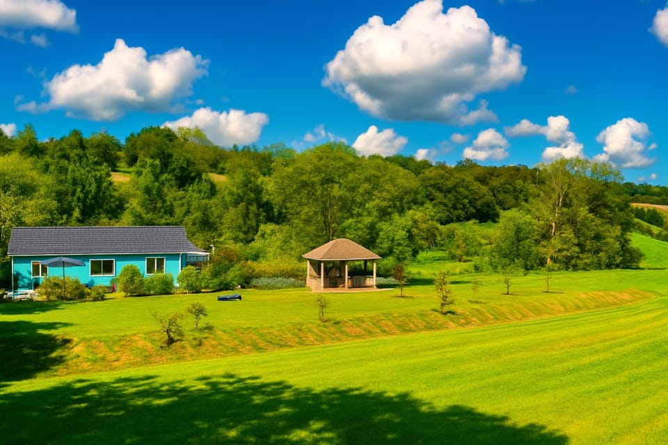 Property building, Natural landscape, Garden view