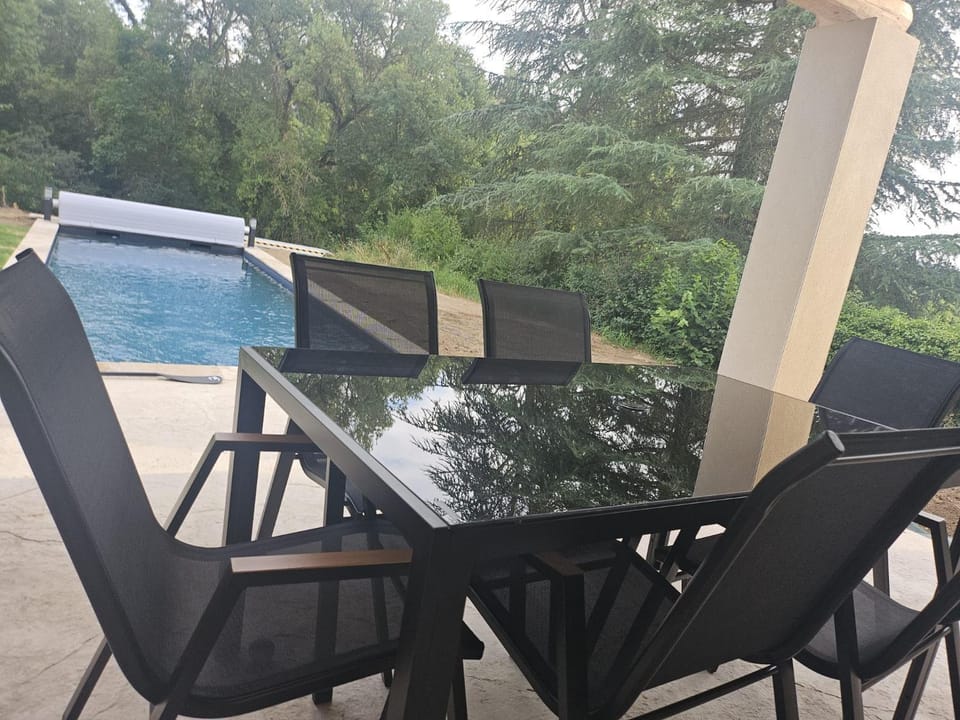 Patio, Natural landscape, Dining area, Pool view, Swimming pool