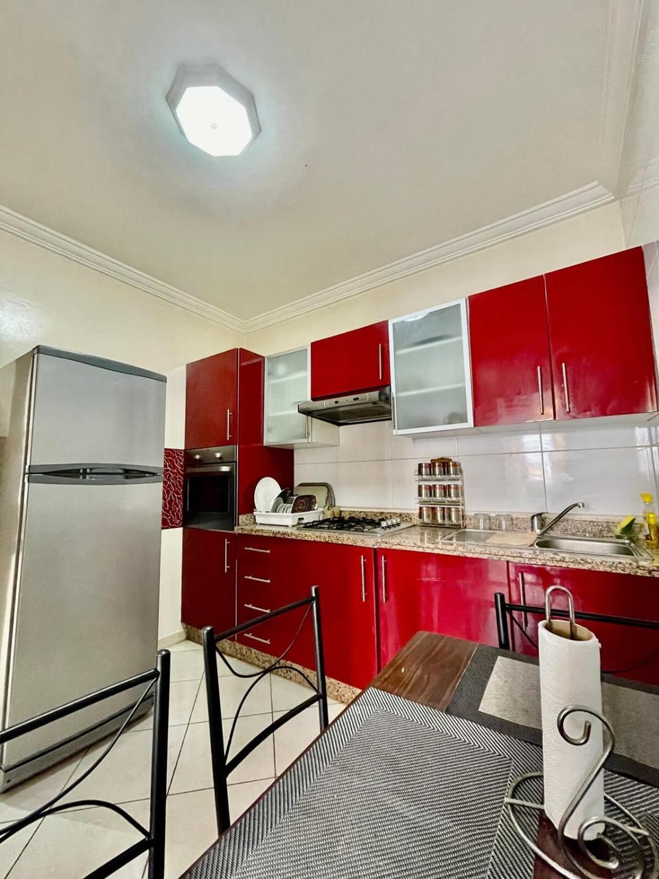 Kitchen or kitchenette, oven, stove