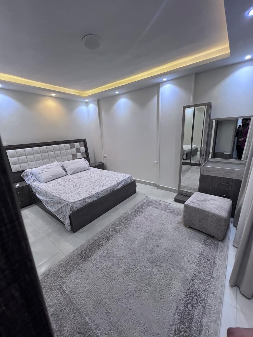 Bed, Living room, Seating area, Bedroom, towels, wardrobe