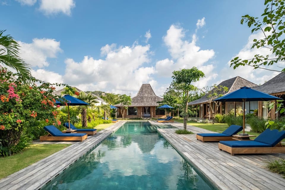 Property building, Spring, Natural landscape, Garden, Garden view, Pool view, Swimming pool, sunbed