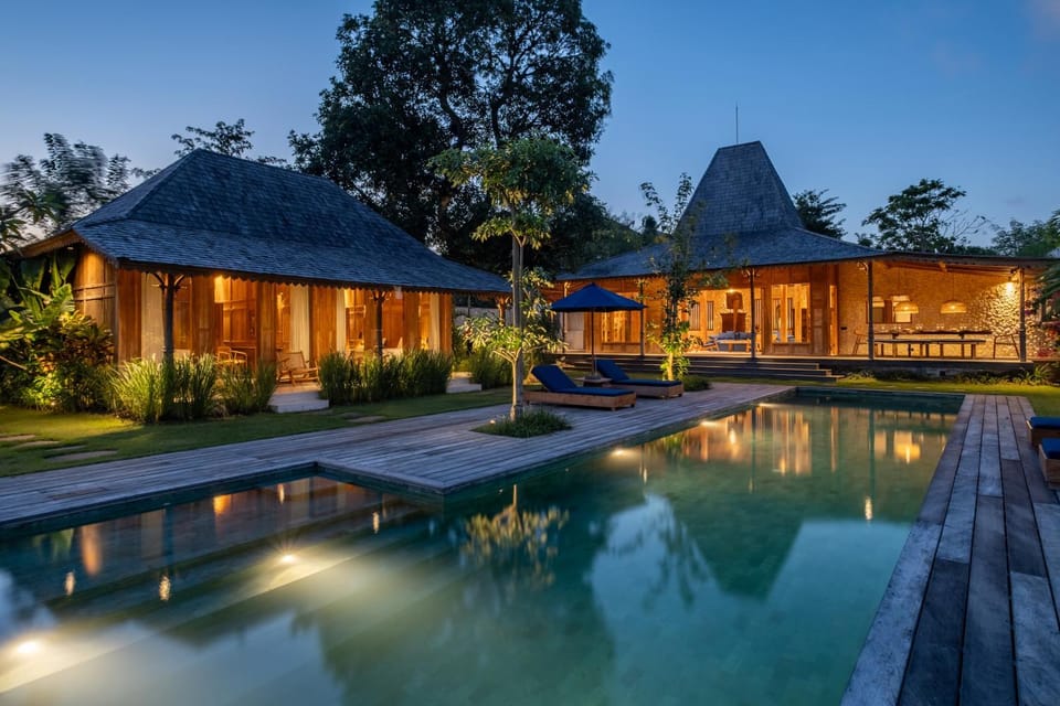 Property building, Night, Garden view, Pool view, Swimming pool