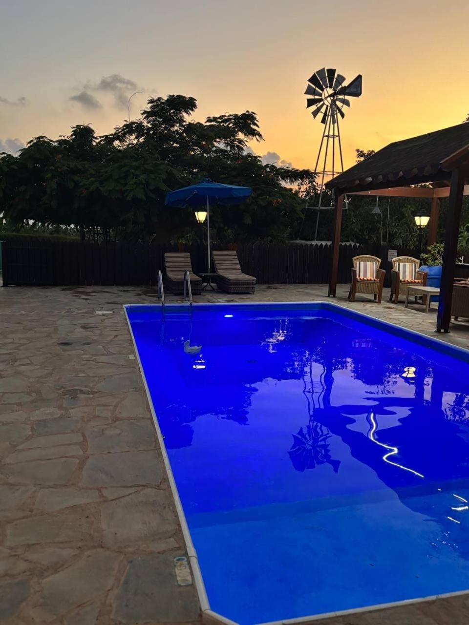 Pool view, Sunset