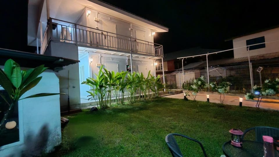 Property building, Night, Garden