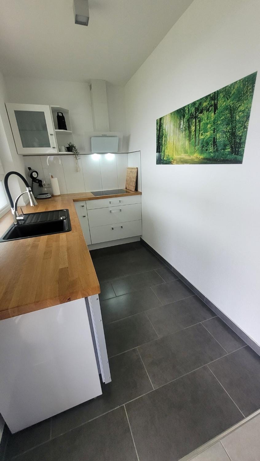 Kitchen or kitchenette, stove