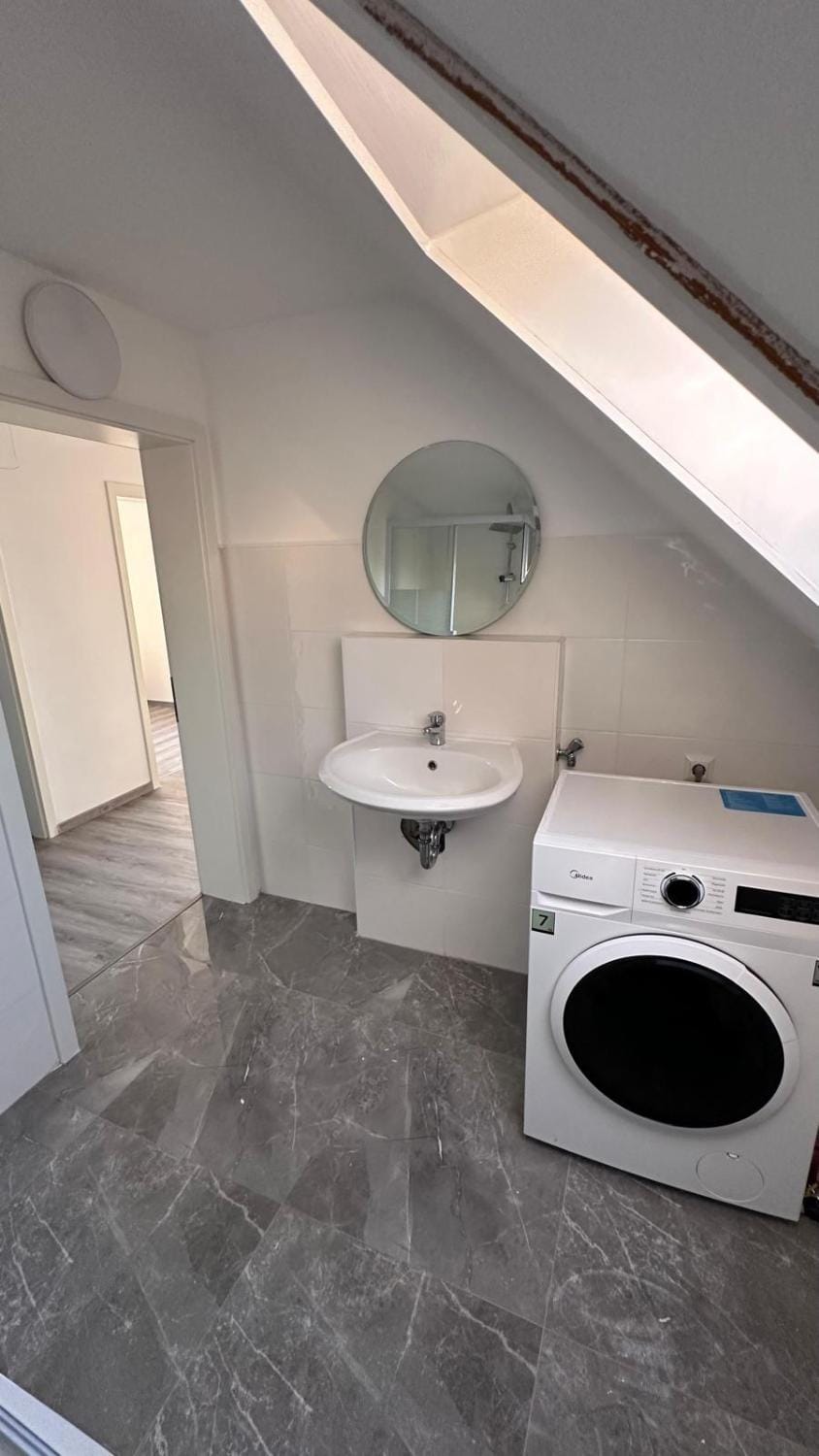 Bathroom, washing machine, dryer