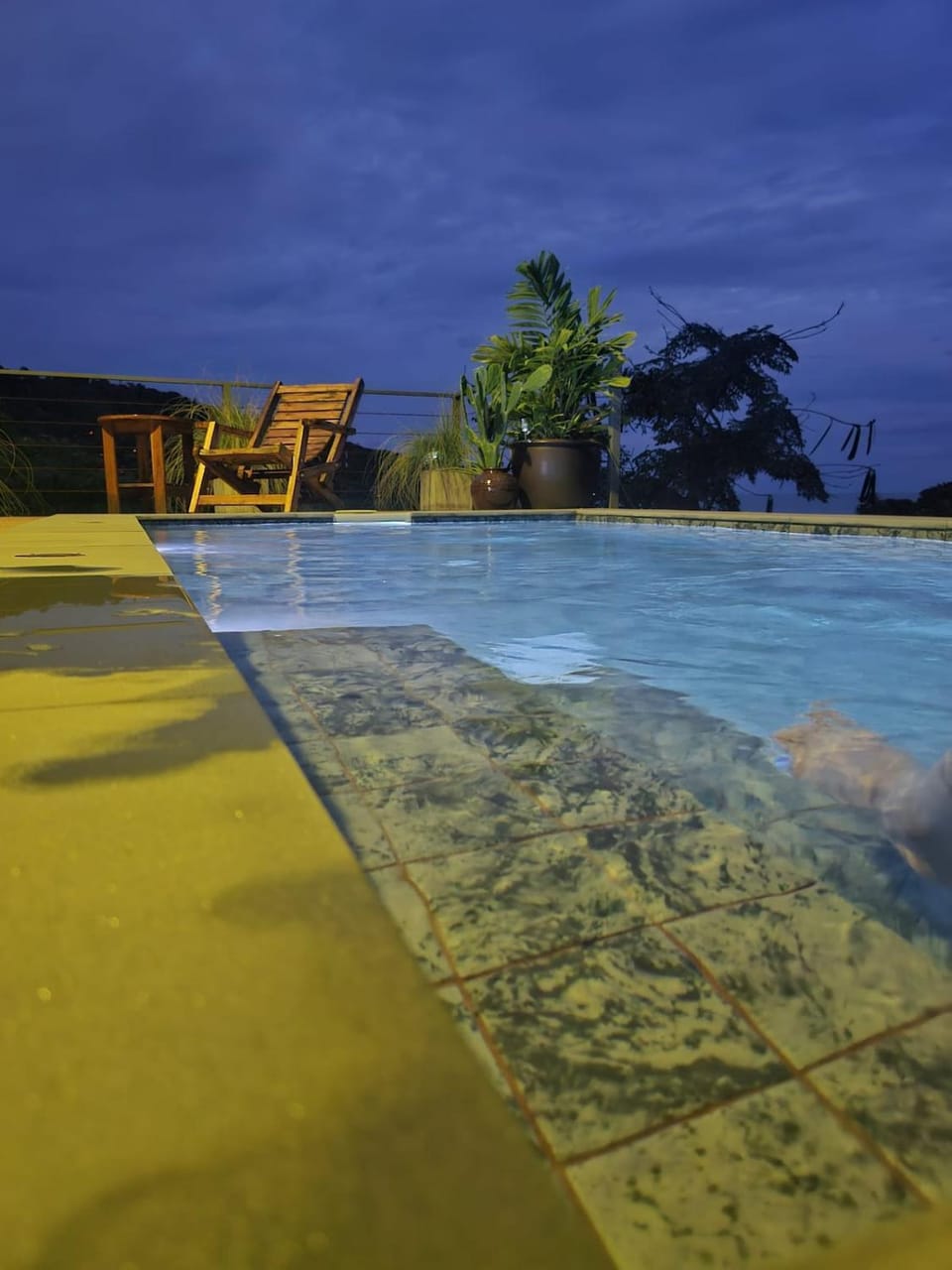 Night, Natural landscape, Pool view, Swimming pool, sunbed