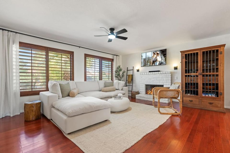 Palm-Lined Spanish Oasis w Pool Spa BBQ Games Near Coachella House in Indio
