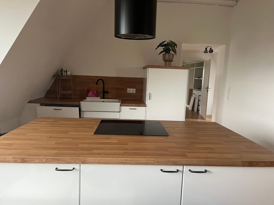 Kitchen or kitchenette, stove