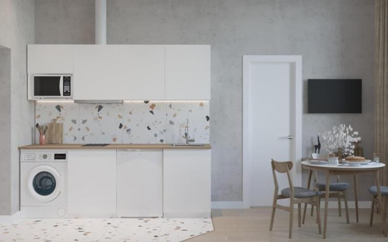 Kitchen or kitchenette, Dining area, stove