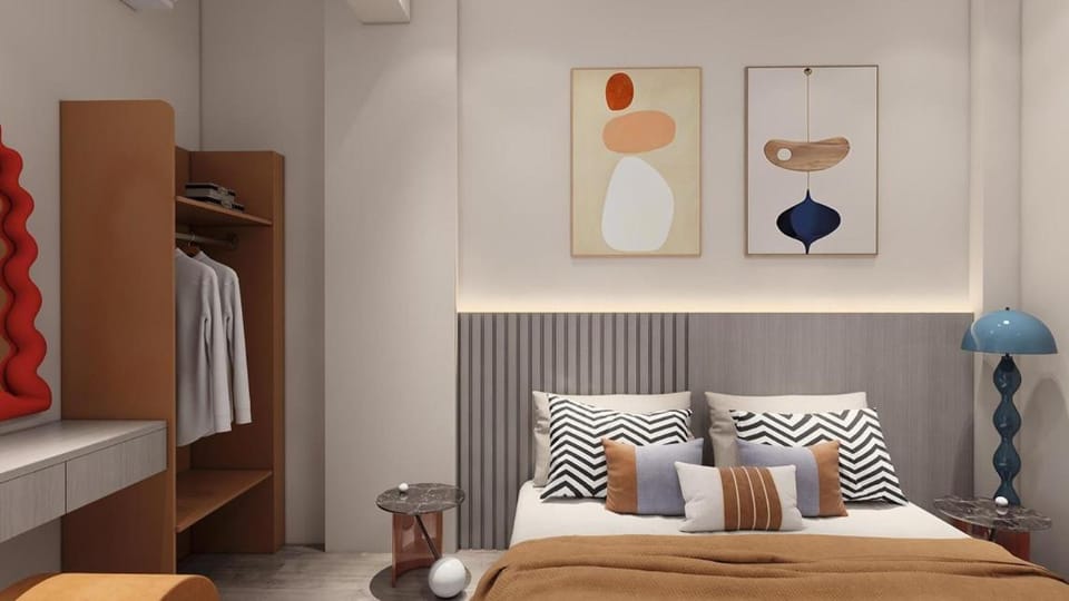Bed, Photo of the whole room, Bedroom, towels, wardrobe