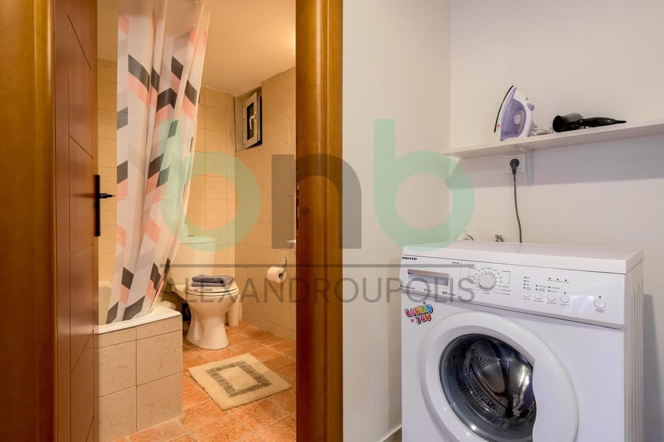 Bathroom, flat iron, hair dryier, washing machine