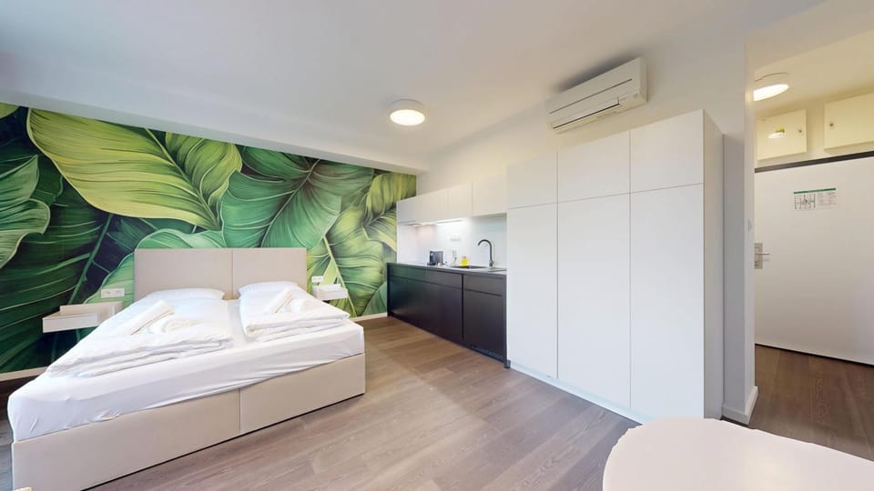 Bed, Kitchen or kitchenette, Photo of the whole room, Bedroom, wardrobe, air conditioner