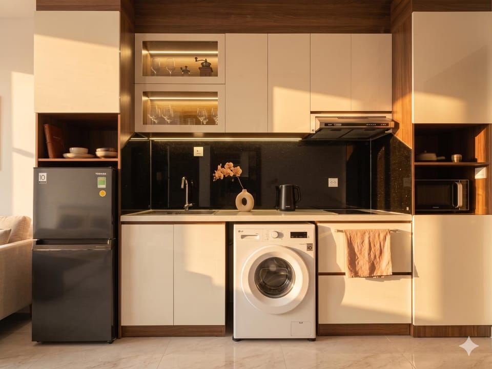 Kitchen or kitchenette, oven, pet friendly, stove, washing machine