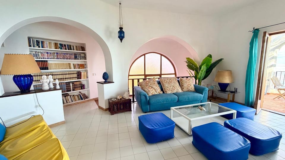 Library, Living room, Seating area, Dining area, Sea view