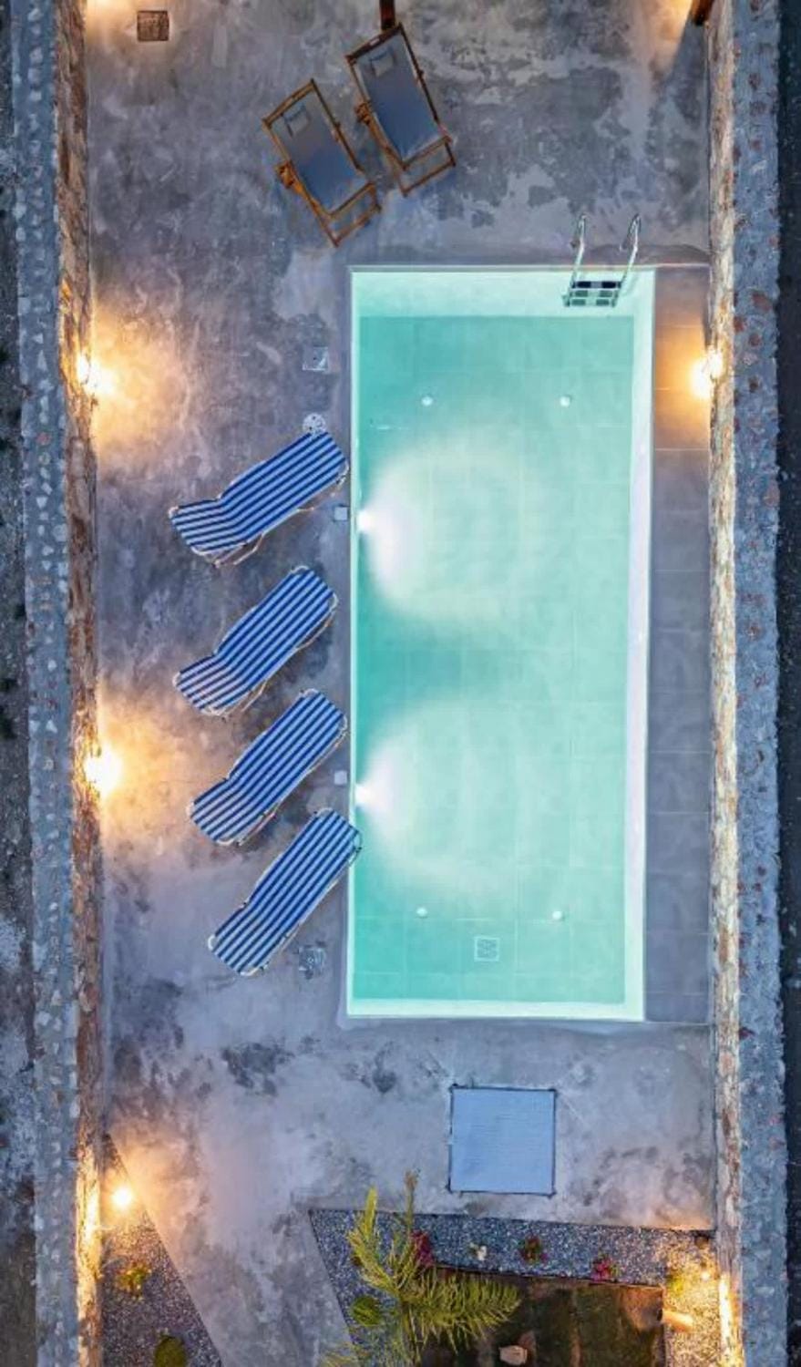 Night, Pool view, Swimming pool, sunbed