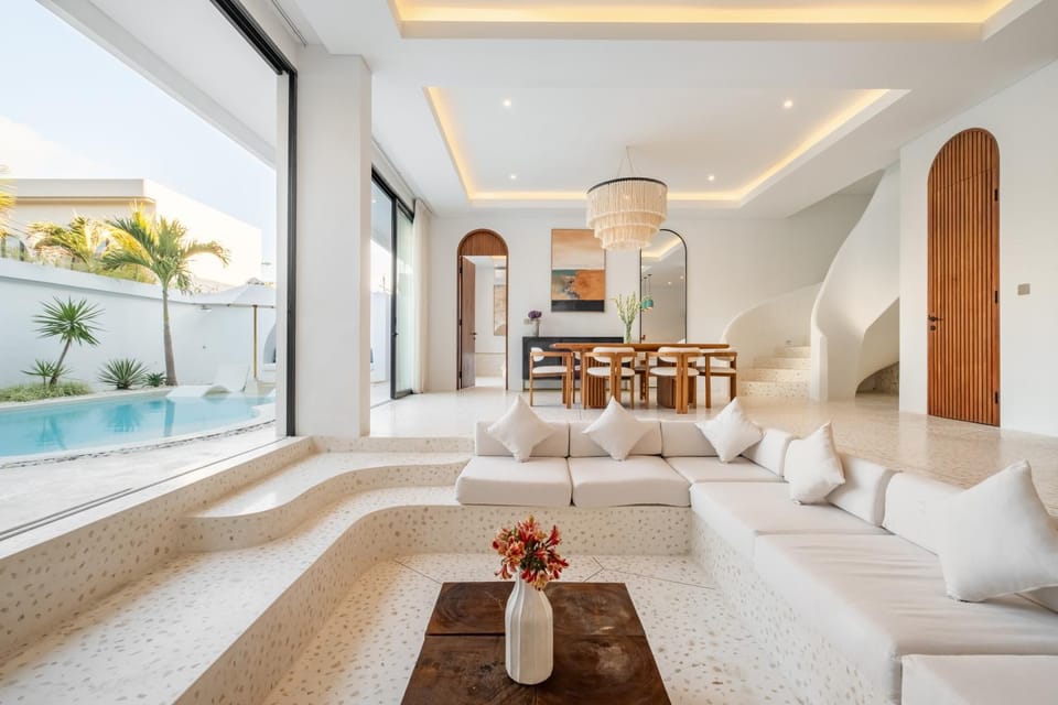 Living room, Seating area, Pool view, Swimming pool