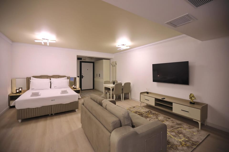 Bed, Living room, Photo of the whole room