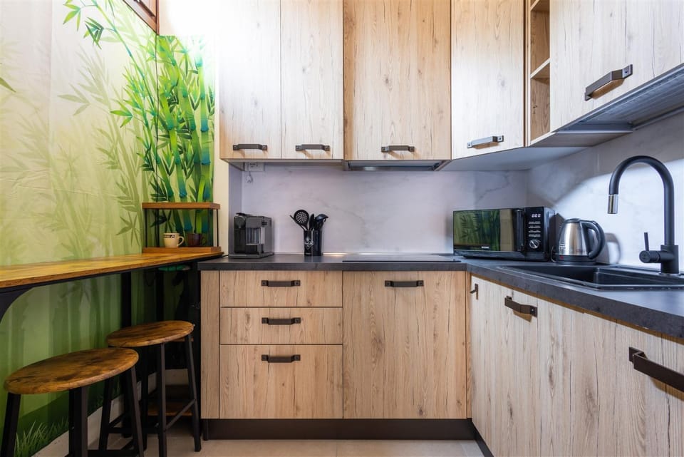 Kitchen or kitchenette, dishwasher, stove