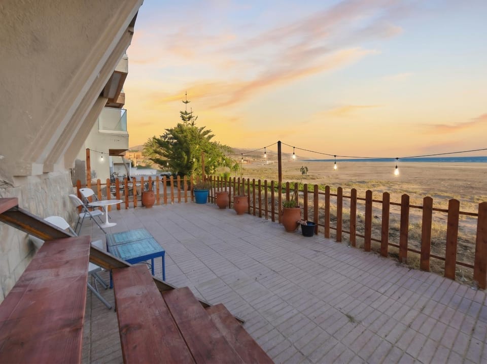 Patio, Seating area, Sea view, Sunset
