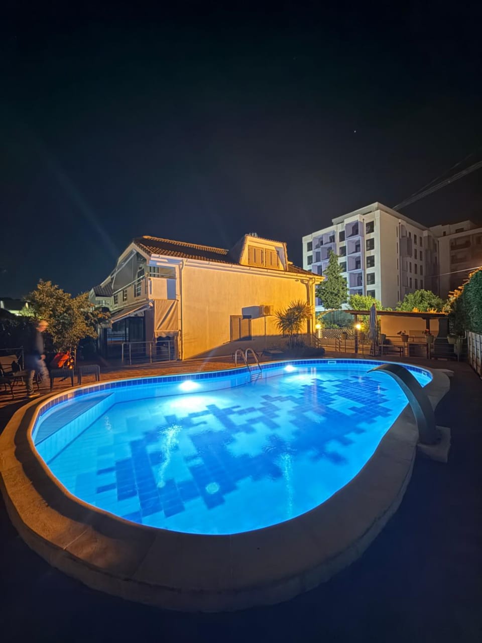 Night, Pool view, Swimming pool