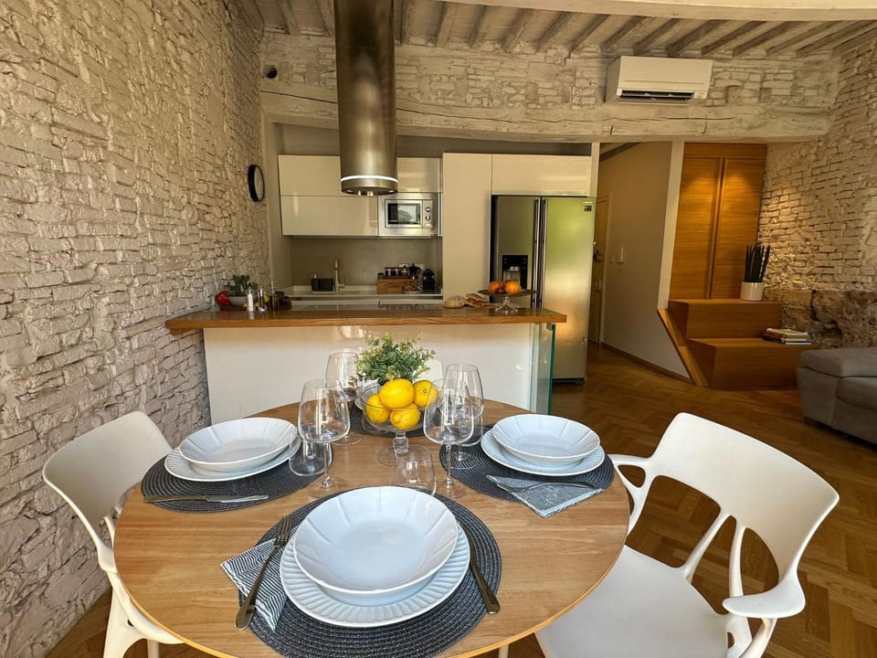 Dining area, microwave, wardrobe, kitchen, air conditioner