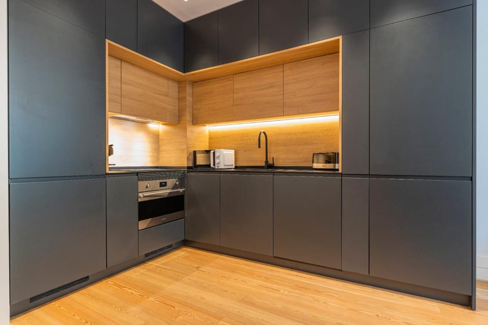 Kitchen or kitchenette, oven, stove, toaster