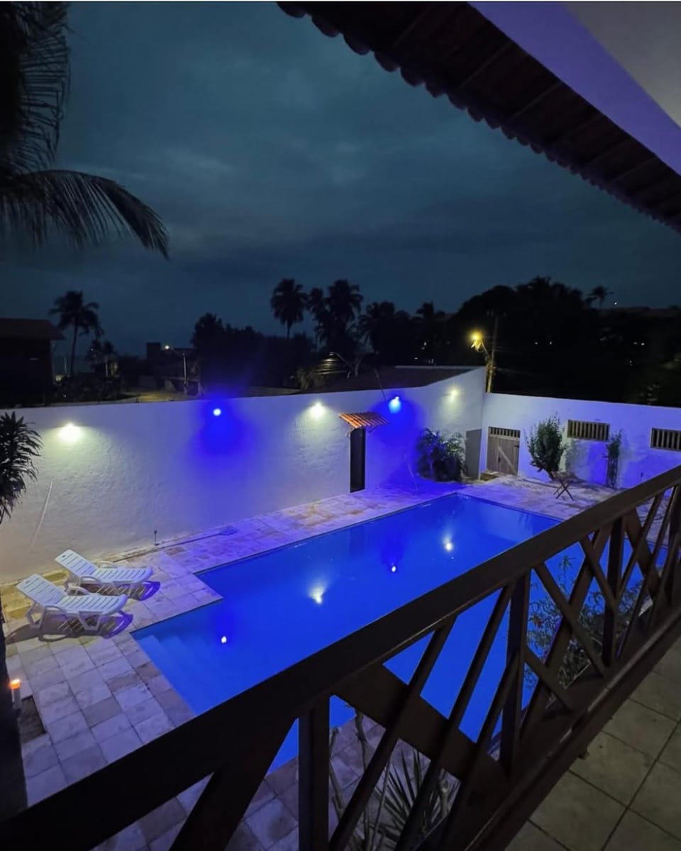 Night, Natural landscape, View (from property/room), Balcony/Terrace, Pool view, Swimming pool
